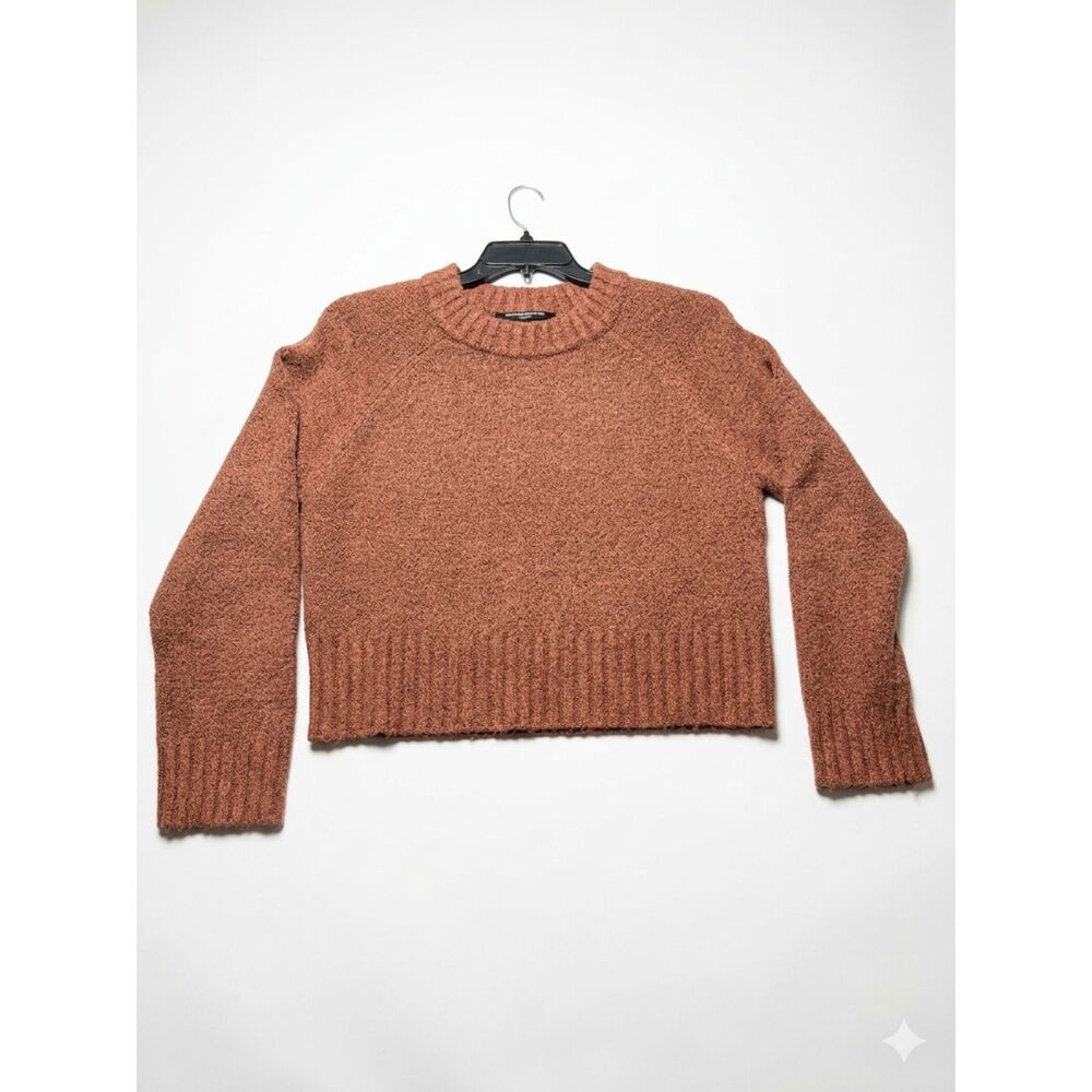French Connection Rust Orange Cropped Ribbed Knit Sweater Medium